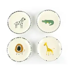 Creatable Tellerset Safari Bunt, Mehrfarbig, Grauweiß, Keramik, 4-teilig, Tier, rund, stapelbar, Essen & Trinken, Geschirr, Geschirr-Sets, Teller-Sets