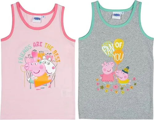 Peppa Pig Mädchen Unterhemd 2er Pack – Kinder Tank Top Unterwäsche aus Baumwolle