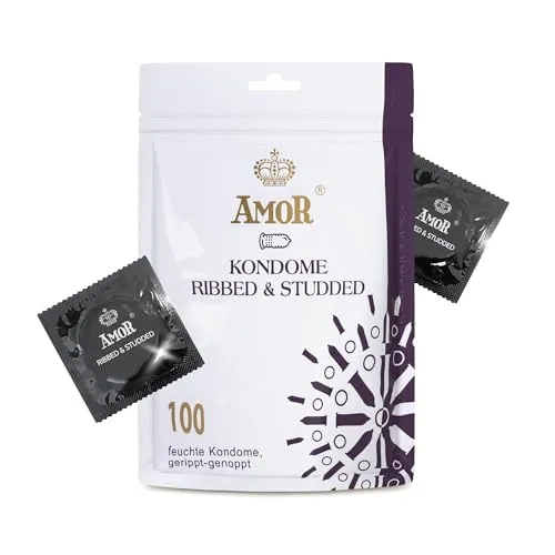 AMOR Premium Gerippt-Genoppt, Ø 54 mm, Transparent, 100 Stück
