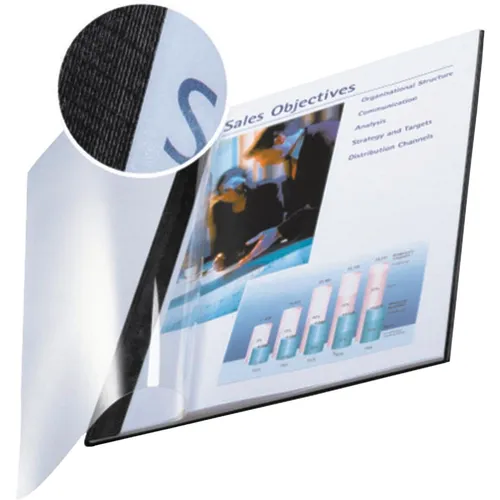LEITZ Buchbindemappen schwarz Softcover für 71 - 105 Blatt DIN A4, 10 St. - Zubehör Buchbindegeräte, stilvolle Präsentation mit transparenter Folie und edler Leinenprägung für Ihre Dokumente.