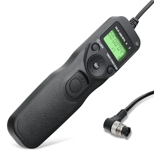 subtel Kabelauslöser mit Timer kompatibel mit Nikon D500, D850, D800, D200 | Kabel Auslöser Intervallometer, 90cm, 2x AAA (nicht im Lieferumfang enthalten), für Nikon D810, D700, D300, D300S, D5, D3, D4