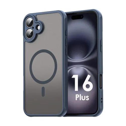 Magsafe Handyhülle für Apple iPhone 16 Plus Matt Case Schutzhülle Kratzfest Blau