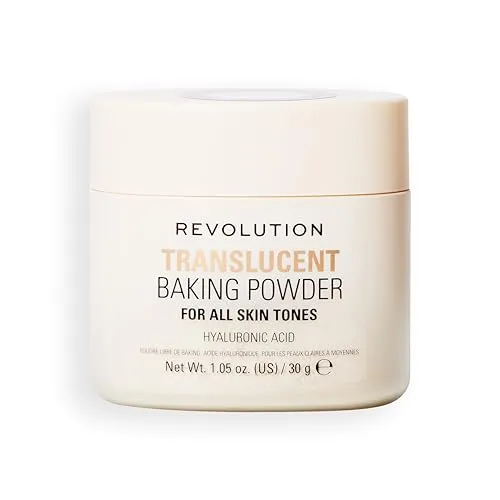 Produktbild Revolution Loose Baking Powder – Make-up Fixierpuder mit Leuchtkraft, absorbiert Glanz & überschüssiges Öl, vegan & tierversuchsfrei, 30 g, Translucent