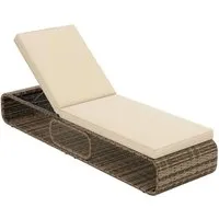 COSTWAY Gartenliege Polyrattan mit verstellbarer Rückenlehne - Hochwertige Sonnenliege aus PE-Rattan mit 7-stufig verstellbarer Rückenlehne. Robuste Metallkonstruktion, bis 180 kg belastbar, und abnehmbarer Kissenbezug für einfache Pflege. Ideal zum Entspannen im Garten oder am Pool.