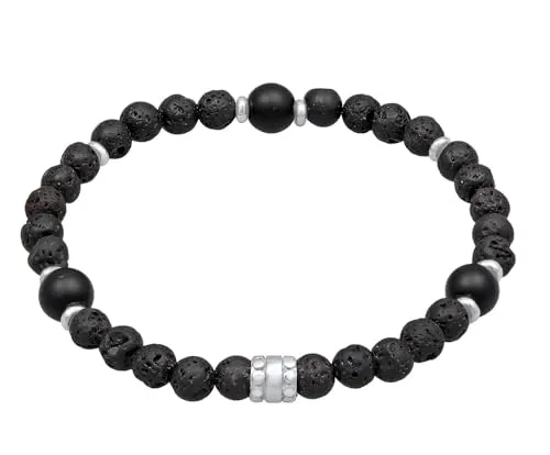 Kuzzoi Buddha Herren Armband aus Naturstein und Sterling Silber - Elegantes Onyx Perlenarmband (8 mm) für modebewusste Männer, handgefertigt aus 925er Sterling Silber, ideal als Geschenk in einer stilvollen Schmuckbox.