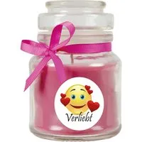 HS Candle Duftkerze & Bonbon Glas Herzen Lavendel Lila
