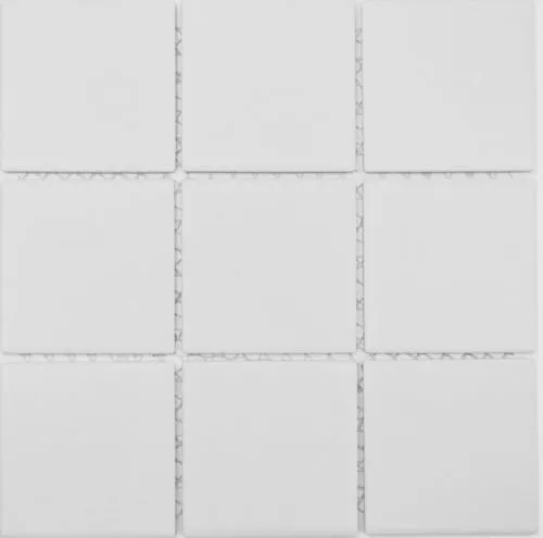 Mosaikfliese uni alt weiß rutschhemmend R10B Keramik rutschsicher trittsicher anti slip rutschfest Duschtasse Boden Küche Bad WC, Mosaikstein Format: 97x97x6 mm, Mattengröße: 300x300 mm, 10 Matten