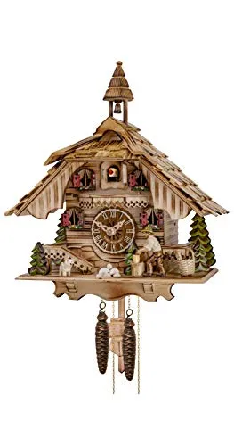 Engstler Kuckucksuhr Schwarzwaldhaus mit beweglichem Holzhacker