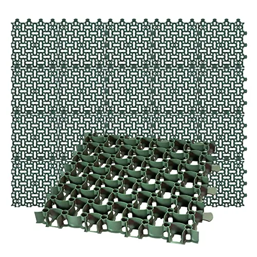 BigDean Rasengitter Paddockplatte 50x50 cm - 20 Stück - Gehwegplatten für Rasen- und Kiesstabilisierung, Tragkraft bis zu 16 T/m², ideal für Parkplatz, Spielplatz und mehr. Einfache Anbringung mit sicherem Knüpfsystem.