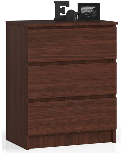 Milordbikes Kommode K60, Wenge, 60x77x40 cm - Stilvolle Kommode mit 3 sanft gleitenden Schubladen für optimalen Stauraum. Die grifflosen Fronten und das moderne Design passen perfekt in jedes skandinavische Wohnzimmer.