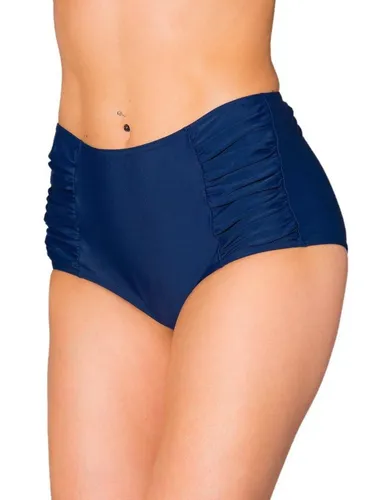 Aquarti Bikini-Hose Aquarti Damen Bikinihose mit Hoher Taille und Raffung blau 40