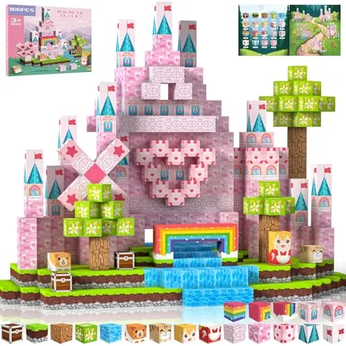 Crifeton Magnetische Bausteine 100 PCS 2CM Magnetbausteine für Kinder ab 3 Jahre Magnetic Blocks, Montessori Spielzeug Magnete, Magnetische Geburtstag Geschenk ab 3 4 5 6 7 8 9 10 11 12 Jungen Mädchen