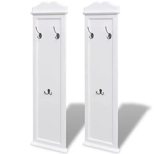 vidaXL Wandgarderobe 242437, Massivholz, 2 Stück mit 8 Haken - Sonstige Wandgarderobe im Barockstil aus massivem Holz, ideal für stilvolle Aufbewahrung mit 8 Haken für Jacken und Accessoires.