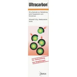 Ultracarbon Granulat 61.5 g - Magen-Darm-Medikament zur schnellen Behandlung von akuten oralen Vergiftungen, bindet Giftstoffe effektiv durch medizinische Kohle und erleichtert deren Ausscheidung.
