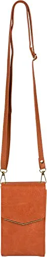 styleBREAKER Mini Umhängetasche mit V-Klappe und Metall Detail | kleine Handytasche zum Umhängen | elegante Crossbody Bag mit Kartenfächern für Damen, Farbe:Orange
