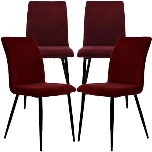 TRISENS Moderne Esszimmerstühle mit Stoffbezug in rot von TRISENS