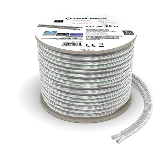 Oehlbach Silverline SP-40 - Hochwertiges Stereo HI-FI Lautsprecherkabel - HiFi-Kabel mit 2x4 mm² Querschnitt, bietet klare Klangqualität und Flexibilität. Ideal für leistungsstarke Standlautsprecher, auf praktischer Mini-Spule geliefert.