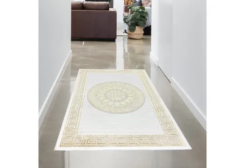 Carpetia Teppich Teppich mit orientalischem Flair, luxuriös, weiß gold, rechteckig, Höhe: 5 mm