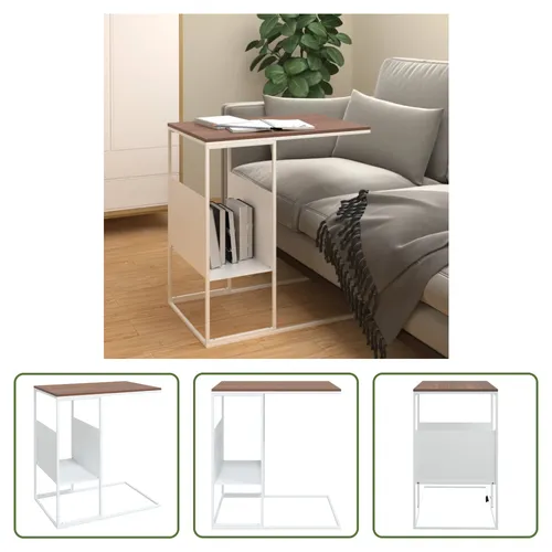 The Living Store Beistelltisch C-Design Weiß 55x36x59,5 cm