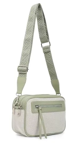 Damen Tasche Schultertasche Cross Over Body Bag Canvas Umhängetasche Brusttasche Muster Gürtel Bodybag Damentasche Handtasche Brieftasche Reise Kunst-Leder Mint