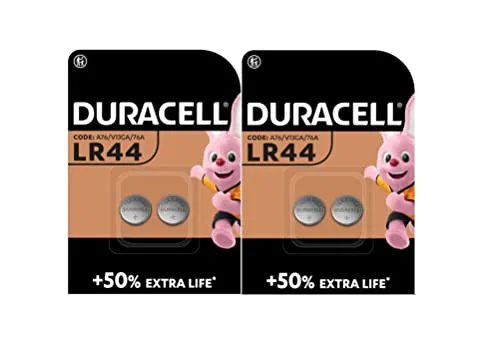 Duracell LR44 A76 V13GA 76A (2 Blister mit 2 Batterien) 4 Batterien 4 x