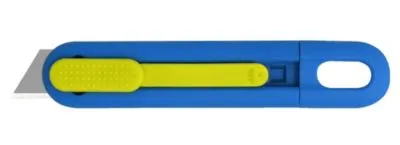 PHC Sicherheitsmesser Volo™, für Links-/Rechtshänder, Auto-Klingenrückzug, Umhängeöse, Kunststoff, blau-gelb 669141
