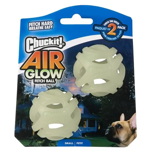 Chuckit! – Air Glow Ball – Phosphoreszierender Spielzug für Hunde – Erholungsball für – Der die Luftzirkulation für Hunde erleichtert – Kleine Größe – Durchmesser von 5 cm – Packung mit 2 Bällen
