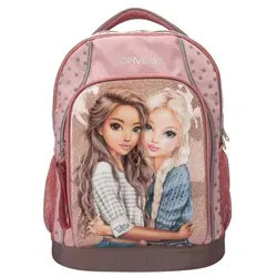 Depesche TOPModel Dots Schulrucksack Rosa mit Glitzer - Stylischer Rucksack für Mädchen in Rosa, ideal für Schule und Freizeit. Mit 2 Hauptfächern, gepolsterten Trägern und einem coolen Schlaufen-Anhänger. Praktisch und modisch zugleich!