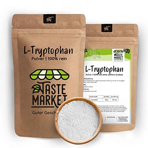 L-Tryptophan 500 mg | Pulver | Aminosäure | 100% rein | Schlafen | Sport 100 g