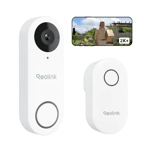 Reolink 5MP Video-Türklingel Kamera mit Chime, 3:4 Kopf-zu-Fuß-Ansicht, 180° Blick, 5/2,4GHz Wi-Fi, Personen-/Paketerkennung, Wasserdicht, Smart-Alarme, Kabelgebunden, Video Doorbell WiFi Weiß