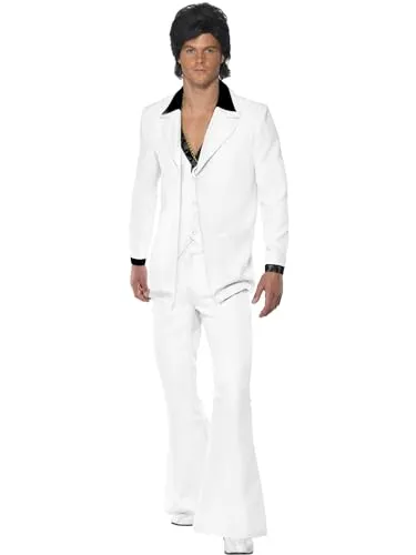 1970s Suit Costume (M) - 70er Anzug Kostüm für Herren, ideal für Karneval und Themenpartys, inklusive Jacke, Weste und Hose für ein authentisches Disco-Feeling.