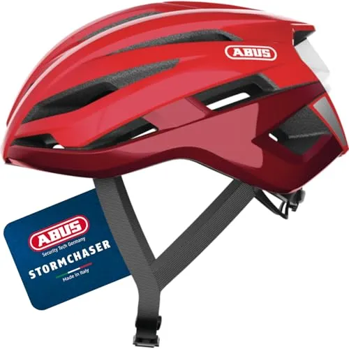 ABUS StormChaser Fahrradhelm in Blaze Red L - Fahrradhelm, optimaler Schutz und hervorragende Belüftung für sicheres Fahren bei jedem Wetter.