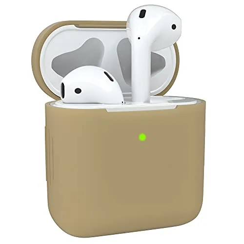 EAZY CASE - Schutzhülle für AirPods 1 & 2 Hülle Braun Silikon Case Stoßfest mit Deckel Schutz Antikratz Etui Cover rutschfeste Silikonhülle für Airpod Pro 1. / 2. Generation Silikoncase in Beige