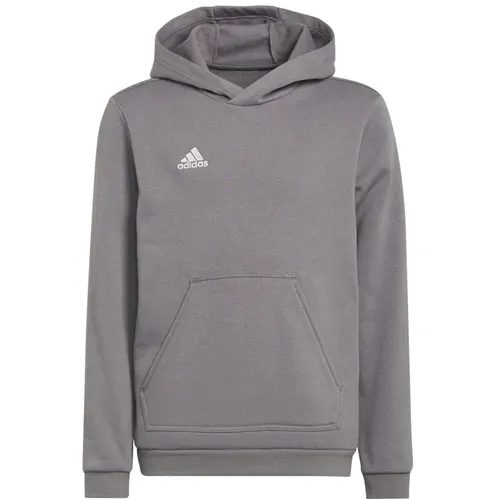 Adidas Entrada 22 Hoody - grau - Sweatshirts für Kinder und Teens, weicher Fleece-Hoodie mit funktionaler Kapuze und Kängurutasche, umweltfreundlich mit Recycling-Anteil für eine bessere Ökobilanz.