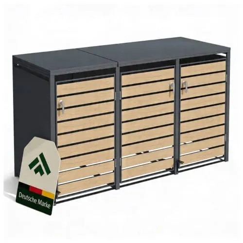 novaterra® Mülltonnenbox Metall Anthrazit für 3×240L von novaterra