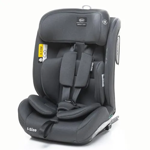 4BABY Go-Fix Kindersitz mit ISOFIX, 76-150 cm - Sicher und komfortabel - Kinderautositz mit ISOFIX-System für einfache Montage und ausgezeichnetem Seitenaufprallschutz. Hoher Komfort durch breite Rückenlehne und zusätzliche Polsterung.