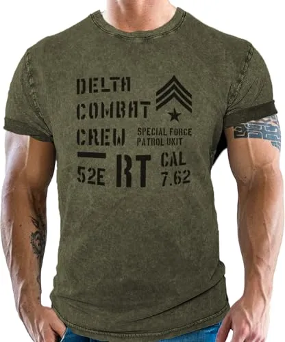 GASOLINE BANDIT® T-Shirt Delta Combat Crew für US Army Fans - Stylisches GASOLINE BANDIT T-Shirt im Army Used Look, mit hochwertigem Siebdruck und angenehmem Tragekomfort. Ideal als Geschenk für echte US Army Fans. Versand in plastikfreier Verpackung.