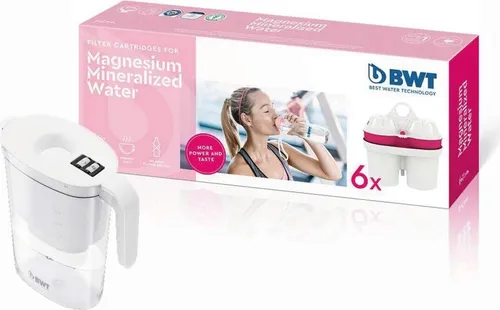 BWT VIDA Tischwasserfilter 2,6 Liter mit 6 Kartuschen - Halbjahrespaket - Filterkannen für Trinkwasser, sorgt für reines Wasser und reduziert Kalk sowie Chlor für besseren Geschmack.