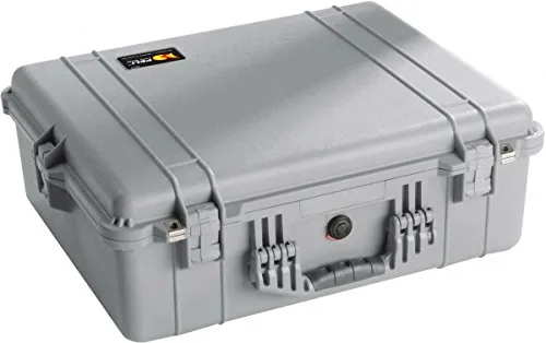 PELI 1600 Schützender Koffer für AV Equipment und Drohnen, IP67 Wasser- und Staubdicht, 46L Volumen, Mit Schaumstoffeinlage (Anpassbar), Silber