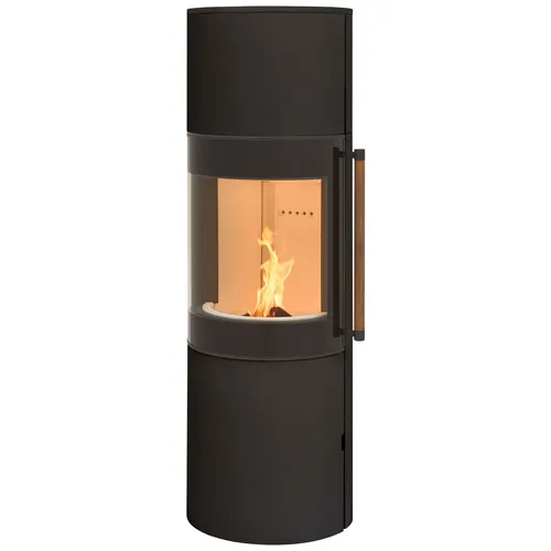 H&M Kaminofen MONO L 3.0 rund Stahl Schwarz mit Reelinggriff - Modernes 7 kW Holzofen mit externer Luftzufuhr und variablem Wärmestufen, ideal für jeden Raum. Hoher Wirkungsgrad von 79% sorgt für effiziente Wärme.