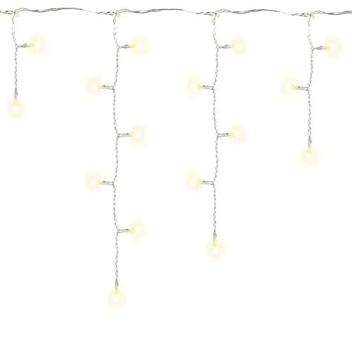Nipach GmbH 144er LED Eisregen Eiszapfen Kette Lichterkette warm weiß Timer Batterie transparentes Kabel Außen Weihnachtsdeko Party Garten Terrasse Balkon
