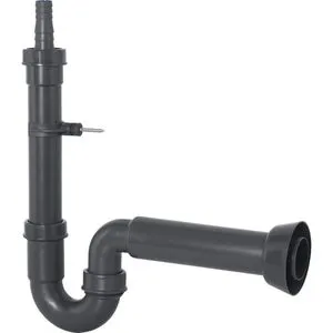 Cornat Siphon Gerätesiphon, T355104R, 1 1/2 Zoll, mit Geräteanschluss, Kunststoff, grau