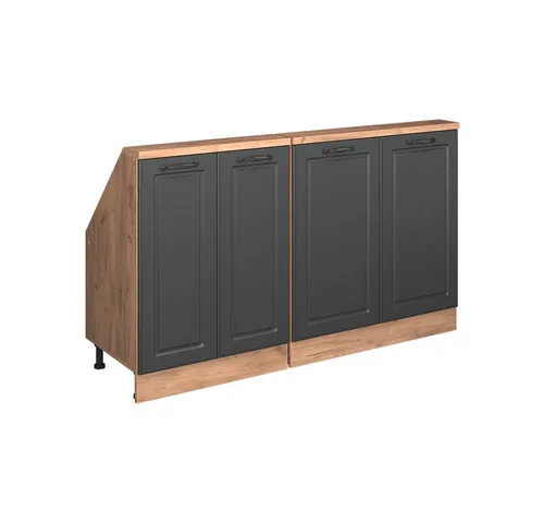 Vicco Unterschrank R-Line, Anthrazit Landhaus/Goldkraft Eiche, 140 cm 2er Set - Unterschrank für Dachschrägen, bietet cleveren Stauraum und passt perfekt unter die Schräge. Mit moderner Optik und höhenverstellbaren Füßen für sicheren Stand.