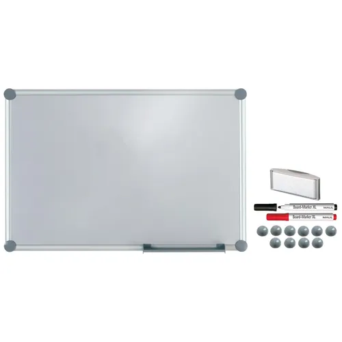 MAULpro Whiteboard 60x90cm komplett Set in Silber - Memotafel magnetisch, ideal für Präsentationen und Besprechungen, inklusive Zubehör für sofortigen Einsatz.