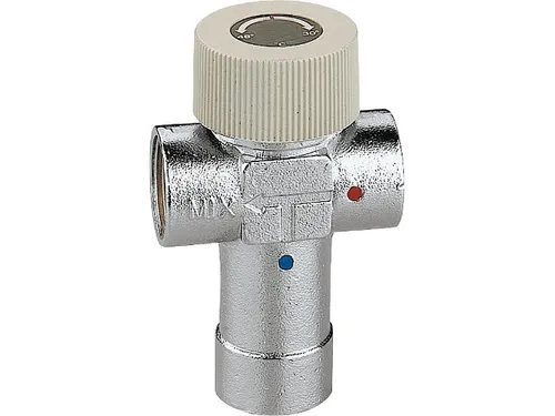 CALEFFI Thermomischer 520 einstellbar, verchromt, 1/2'' - Thermostat für präzise Temperaturregelung, einstellbar von 30°C bis 60°C, ideal für effiziente Heizungs- und Warmwasseranwendungen.