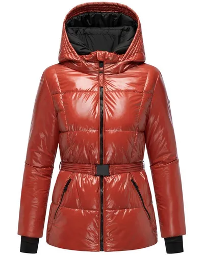 Navahoo Steppjacke Eisglanz 14 Glänzende Damen Winterjacke mit Taillengürtel