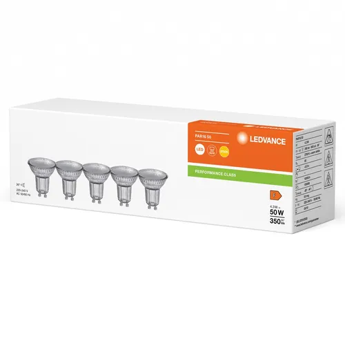 Ledvance LED Glas Reflektoren 4,3W = 50W GU10 350lm warmweiß 2700K 36° Licht 5 x