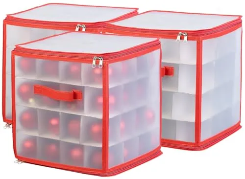 infactory Weihnachtsaufbewahrung: 3er Set Aufbewahrungsbox für 64 Christbaumkugeln bis 6 cm, Tragegriffe (Weihnachtsaufbewahrungsbox, Weihnachtsschmuck-Aufbewahrungsbox, Weihnachtskugeln)