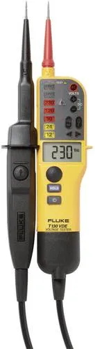 Fluke T130 VDE - Zweipoliger Spannungsprüfer CAT III 690 V, CAT IV 600 V, ergonomisch und benutzerfreundlich für schnelle Prüfergebnisse