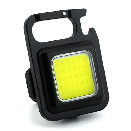 PRECORN Mini LED Notlicht Taschenlampe COB Schlüsselanhänger Arbeitsleuchte - Wiederaufladbar, 800 Lumen, Multifunktional, Magnetfuß, Flaschenöffner
